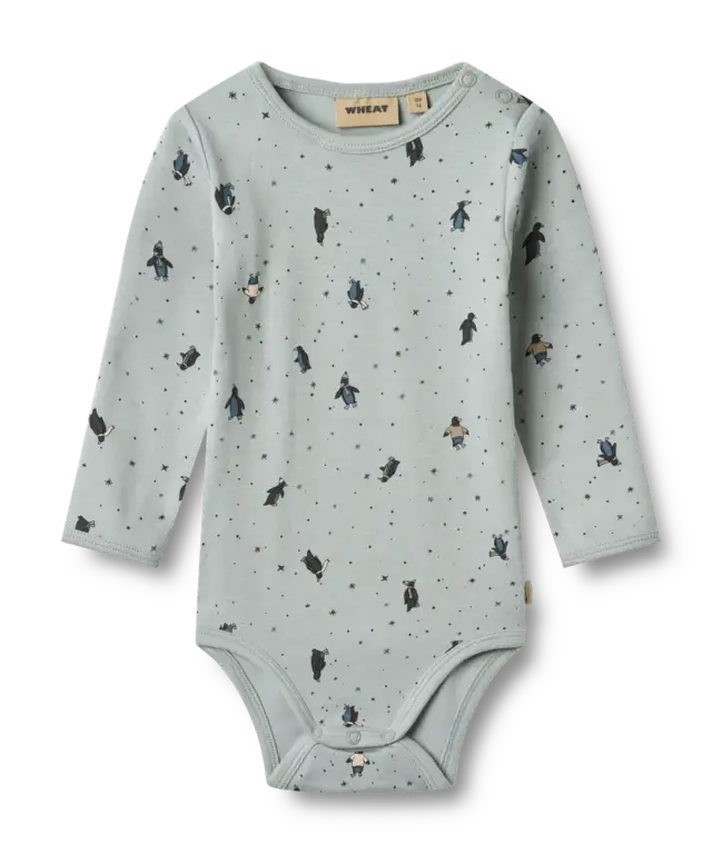 Berti Body Langærmet - Soft rain penguins - 1 MDR.