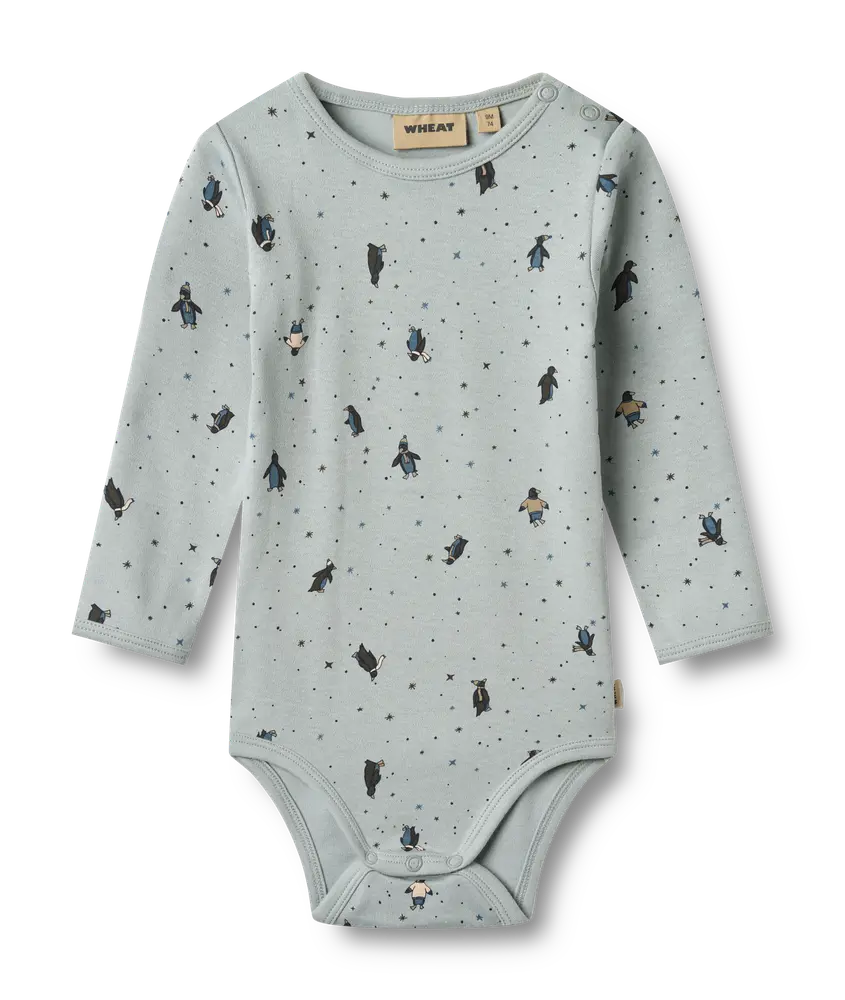 Berti Body Langærmet - Soft rain penguins - 1 MDR.