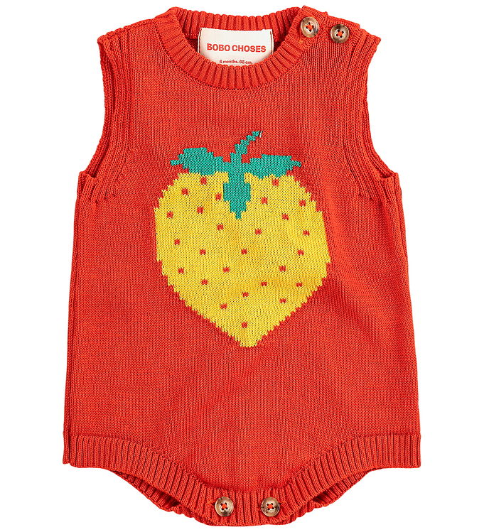 Bobo Choses Body u/æ - Strik - Pixel Strawberry - Rød Bobo Choses Body u/æ - Strik - Pixel Strawberry - Rød