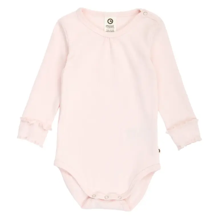 Cozy Me Rib Deco Langærmet Body - Primrose - 92