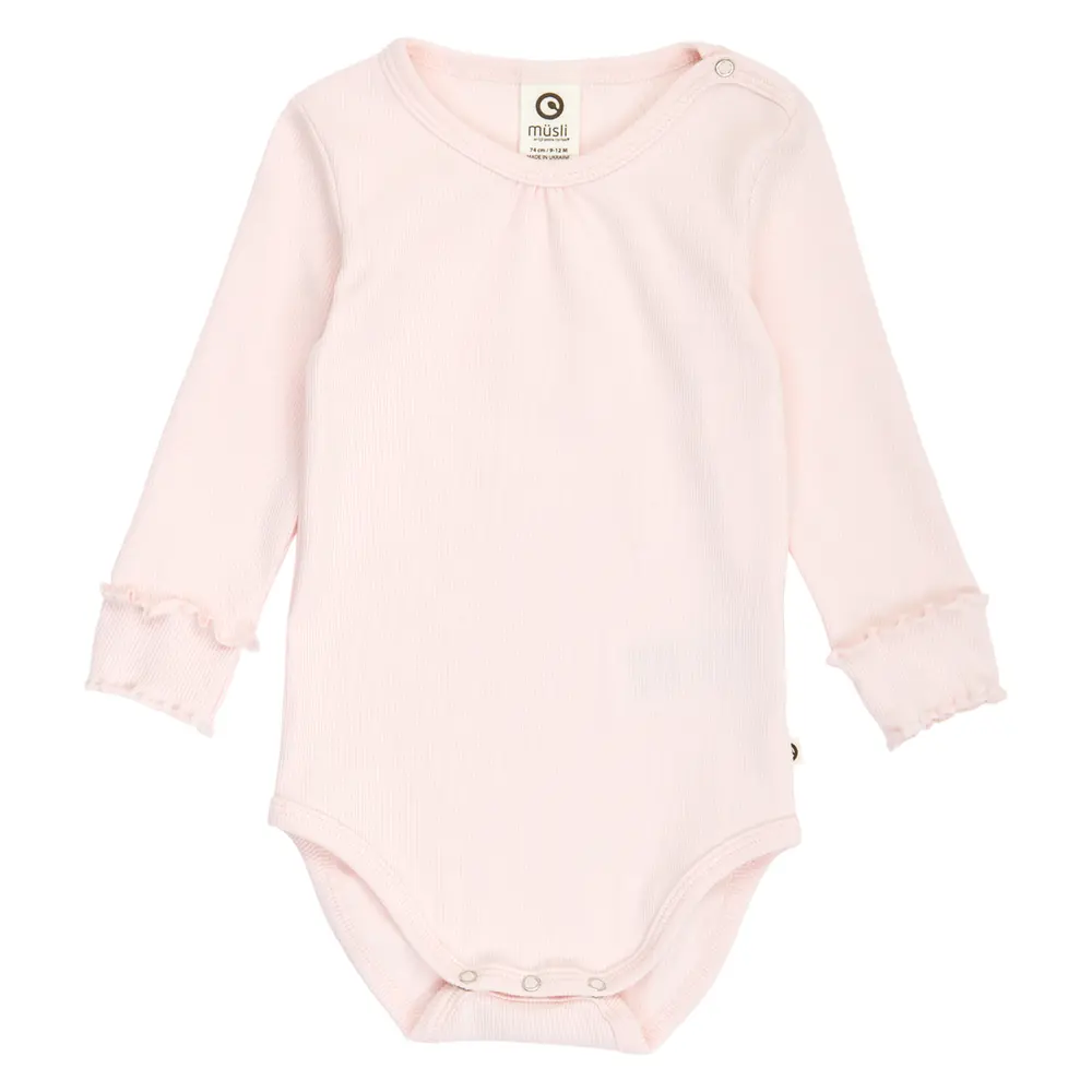 Cozy Me Rib Deco Langærmet Body - Primrose - 92