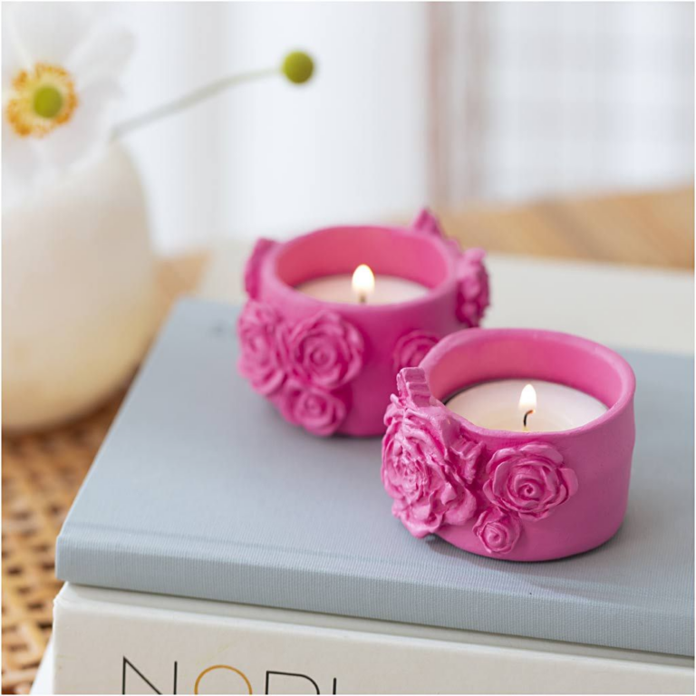 Creativ Company | Modelleringskit - Blomster-fyrfadsstager, 2 stk