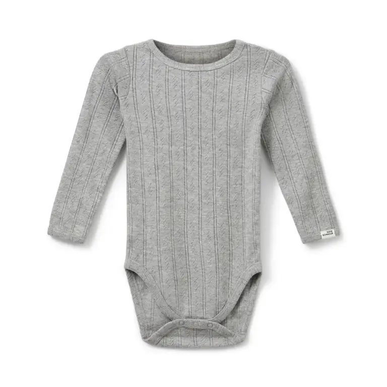 Dicte Langærmet Body - Grey mel - 80
