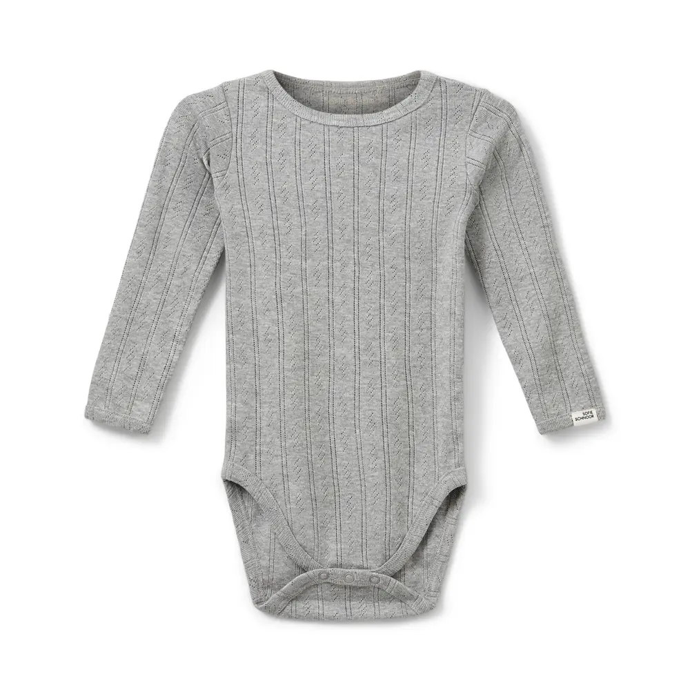 Dicte Langærmet Body - Grey mel - 80