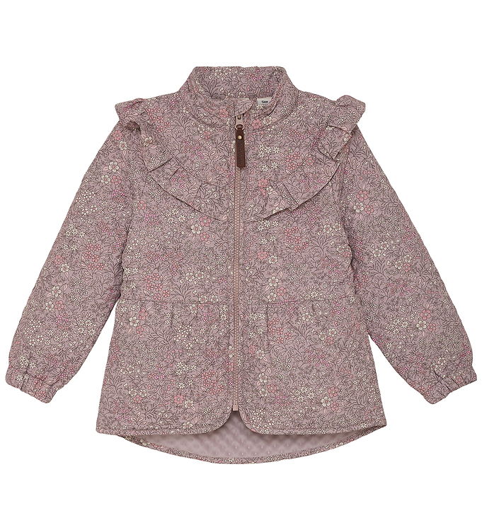 En Fant Termojakke - Cloud Gray m. Blomster