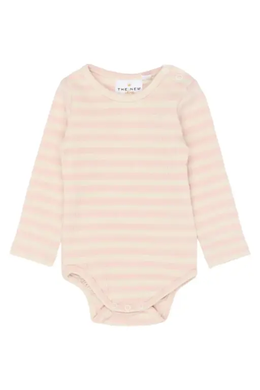 Fro Langærmet Rib Body - Peach Whip Striped - 86