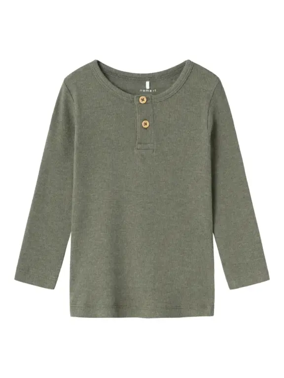 Kab langærmet basis bluse - DUSTYOLIVE - 92