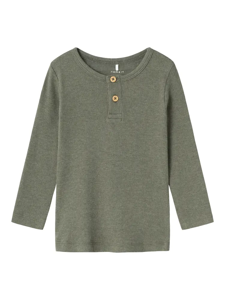 Kab langærmet basis bluse - DUSTYOLIVE - 92