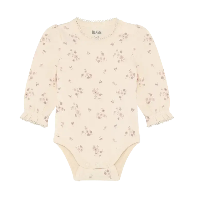 Langæarmet Body m. Print - Shadow Gray - 70