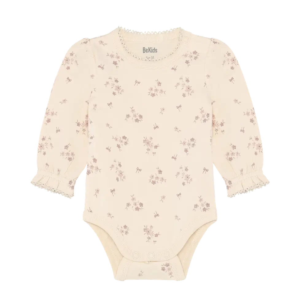 Langæarmet Body m. Print - Shadow Gray - 70