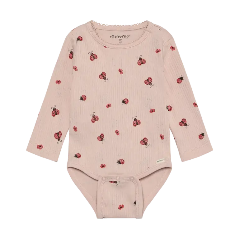 Langærmet Rib Body m. Print - Peach Whip - 62