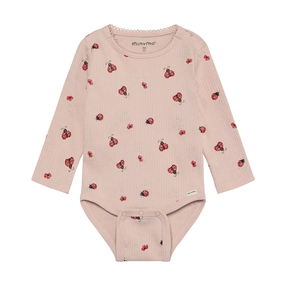 Langærmet Rib Body m. Print - Peach Whip - 62
