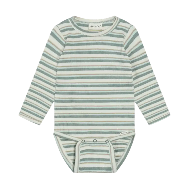 Langærmet Rib Body m. Striber - Lily Pad - 62