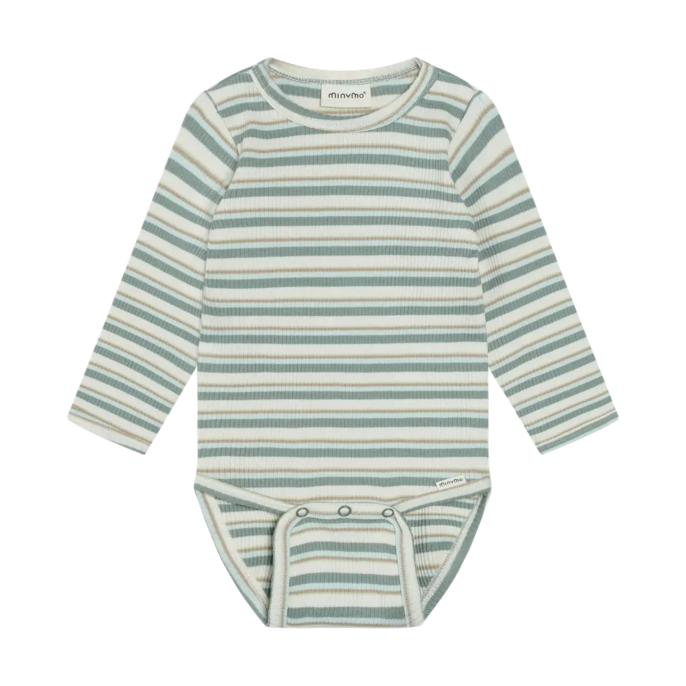 Langærmet Rib Body m. Striber - Lily Pad - 62
