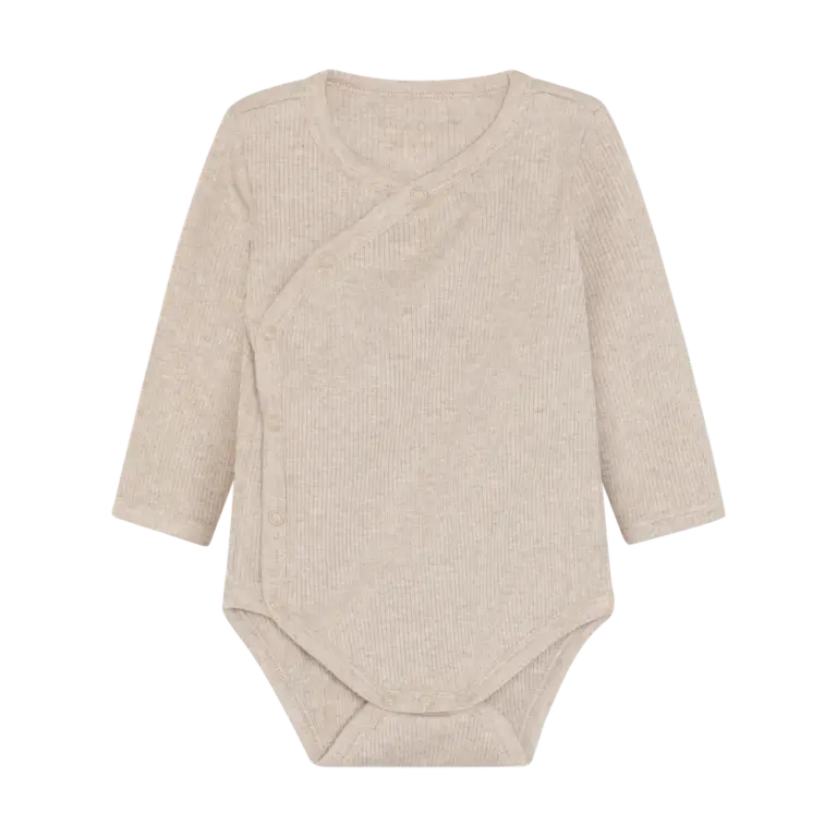 Langærmet Wrap Body Melange Rib - Pure Cashmere Melange - 44
