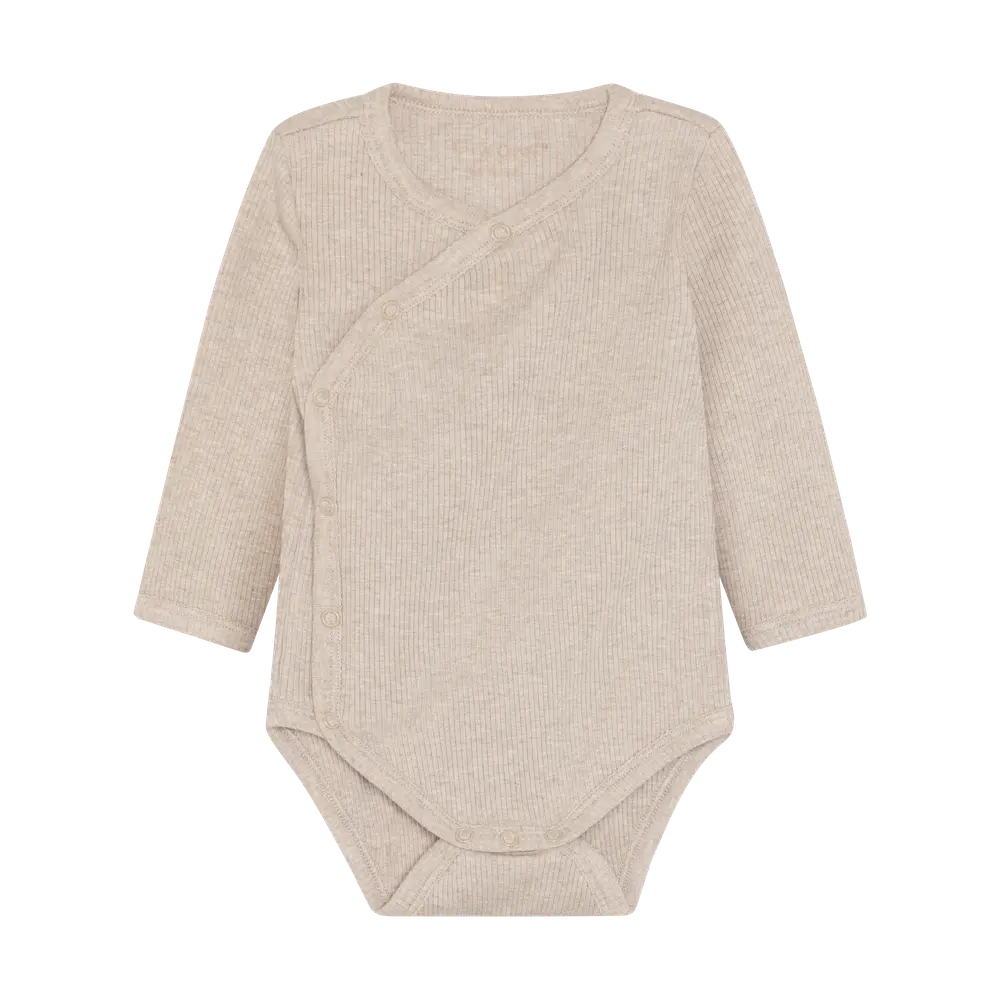 Langærmet Wrap Body Melange Rib - Pure Cashmere Melange - 44