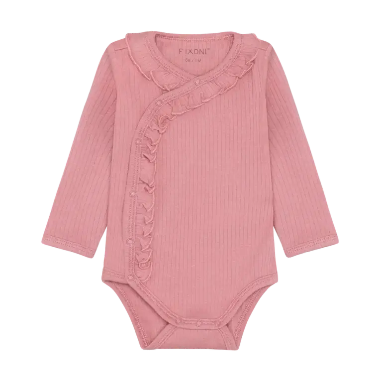 Langærmet Wrap Rib Body - Dusty Rose - 62