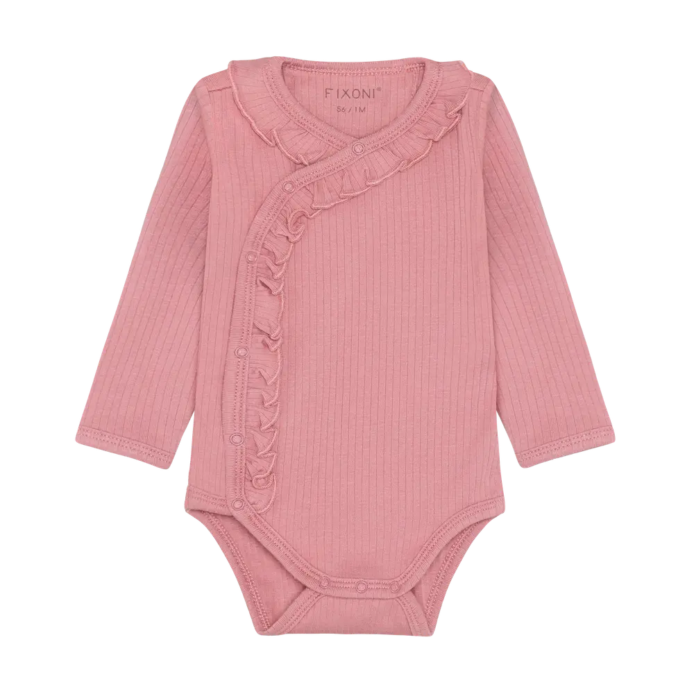 Langærmet Wrap Rib Body - Dusty Rose - 62