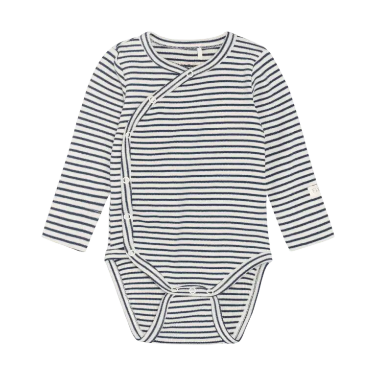 Langærmet Wrap Rib Body - Vintage Indigo - 56