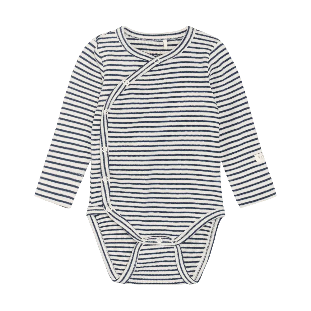 Langærmet Wrap Rib Body - Vintage Indigo - 56