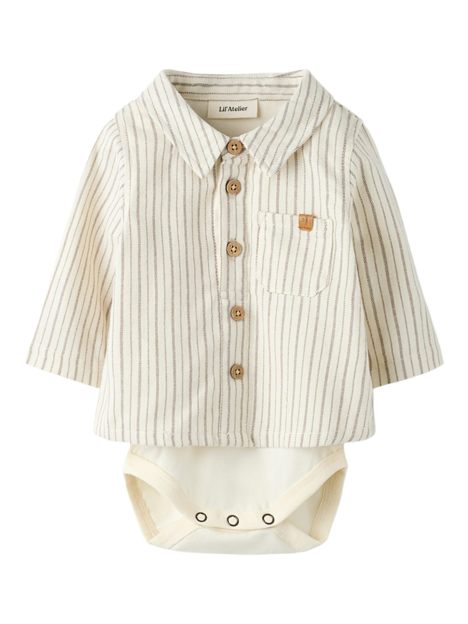 Lil Atelier Felixo LS Body Shirt - Turtledove/Sepia Tint - 56 cm