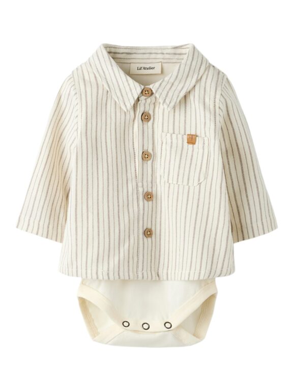 Lil Atelier Felixo LS Body Shirt - Turtledove/Sepia Tint - 56 cm