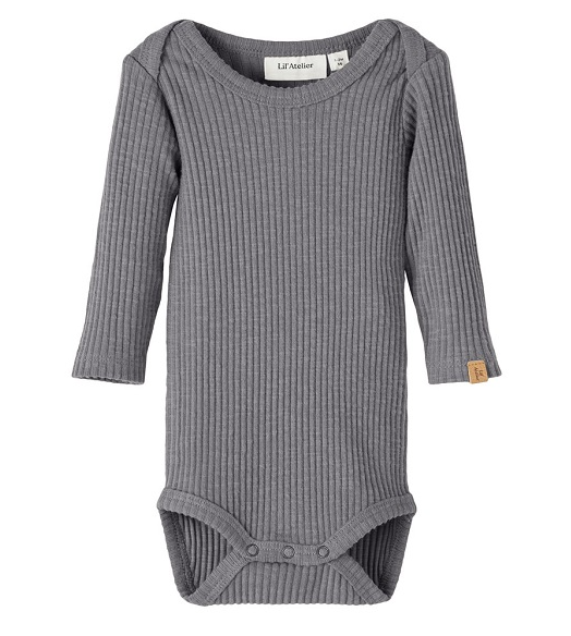 Lil Atelier Rajo Rib Slim LS Body - Silver Filigree - 56 cm