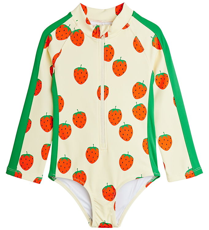 Mini Rodini Badeheldragt - UV40+ - Strawberries - Off White