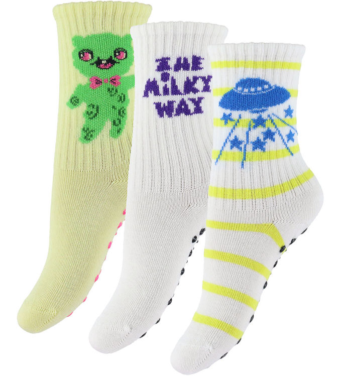 Mini Rodini Strømper - 3-pak - The Milky Way - Anti-Slip - Multi