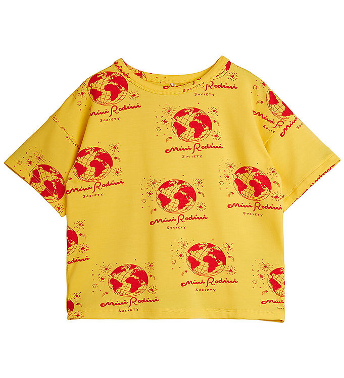 Mini Rodini T-shirt - Society Aop - Gul Mini Rodini T-shirt - Society Aop - Gul