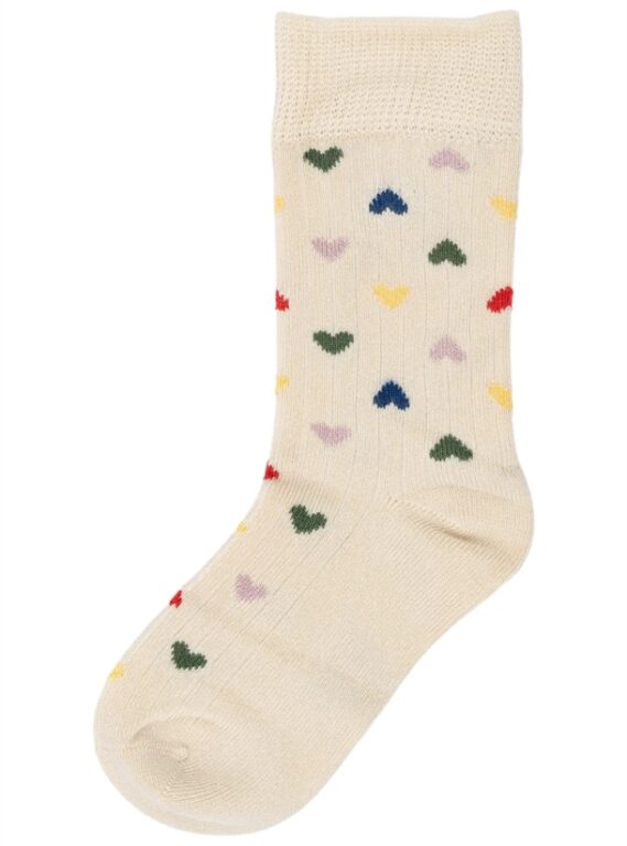 Minipop Strømper - Bambus - Hjerter - Off White Heart