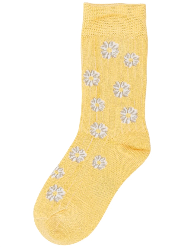 Minipop Strømper - Bambus - Yellow Sun/Flower
