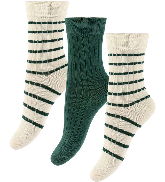 Minipop Strømper - Rib - Bambus - Noos - 3-pak - Emerald Green