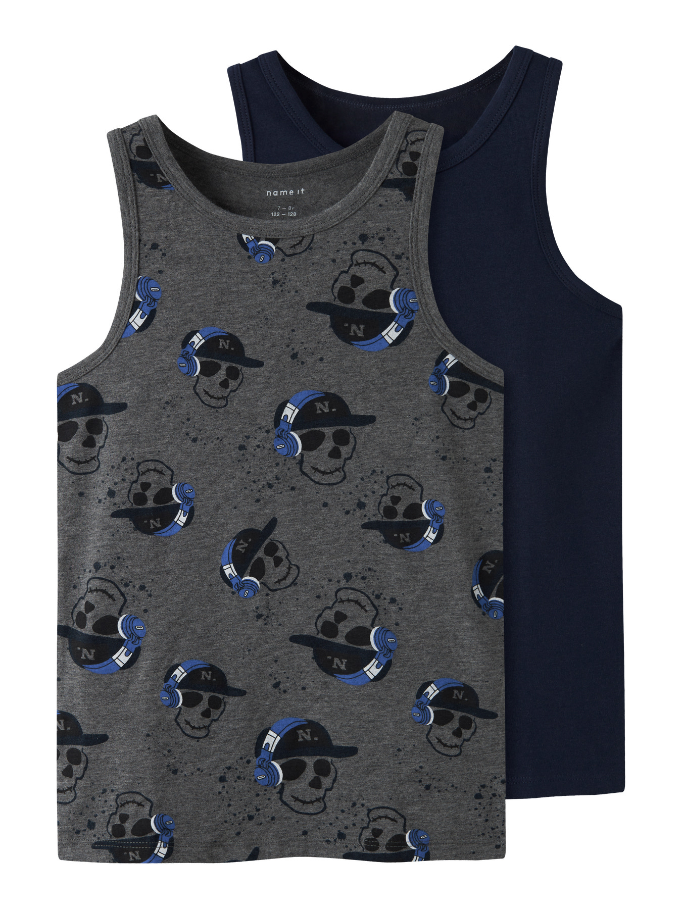 NAME IT 2-Pak Tank Top Skull Dark Grey Melange