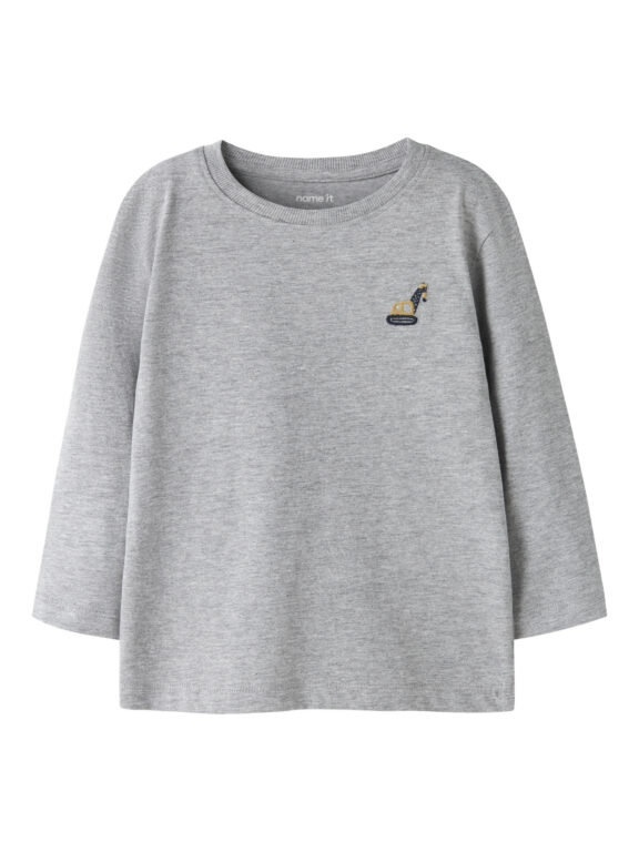 NAME IT Langærmet Bluse Vimpel Grey Melange Excavator