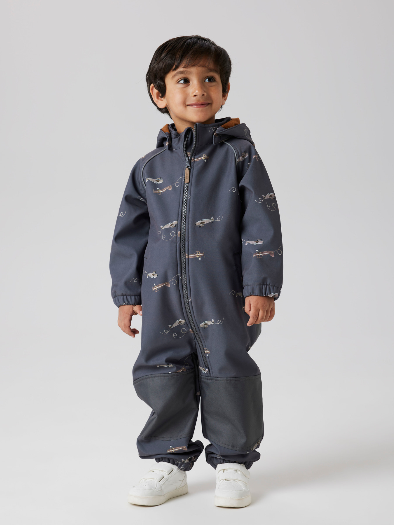 NAME IT Softshell Suit Alfa08 Grey Pinstripe Airplane NAME IT Softshell Suit Alfa08 Grey Pinstripe Airplane