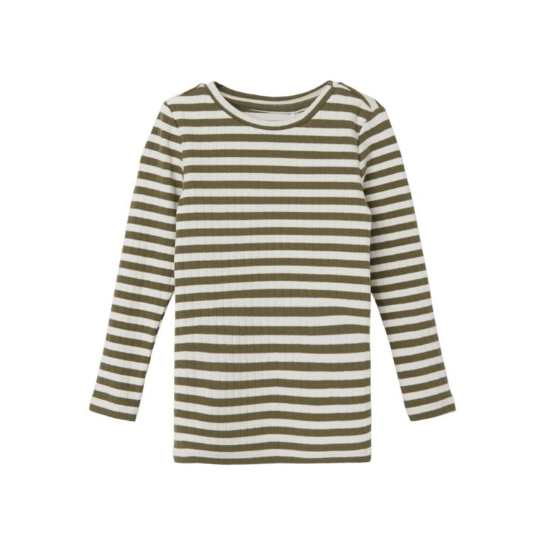 NAME IT Stribet Langærmet Rib Bluse Suraja Deep Lichen Green