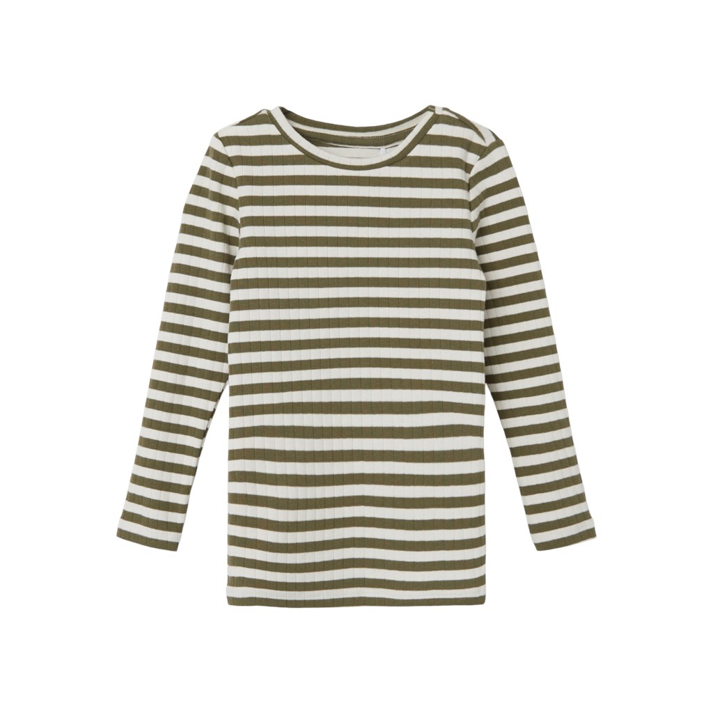 NAME IT Stribet Langærmet Rib Bluse Suraja Deep Lichen Green