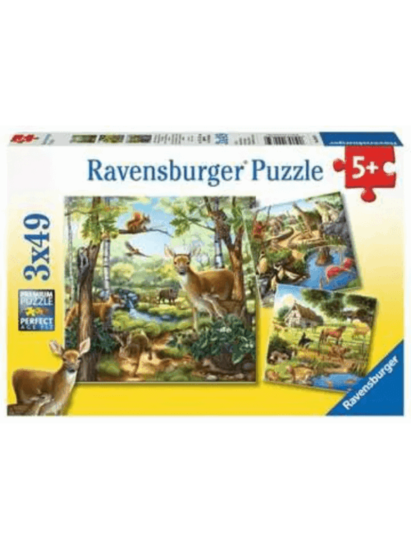 Puslespil Forest/Zoo/Dom.Animals 3x49 Brikker - Legekammeraten.dk
