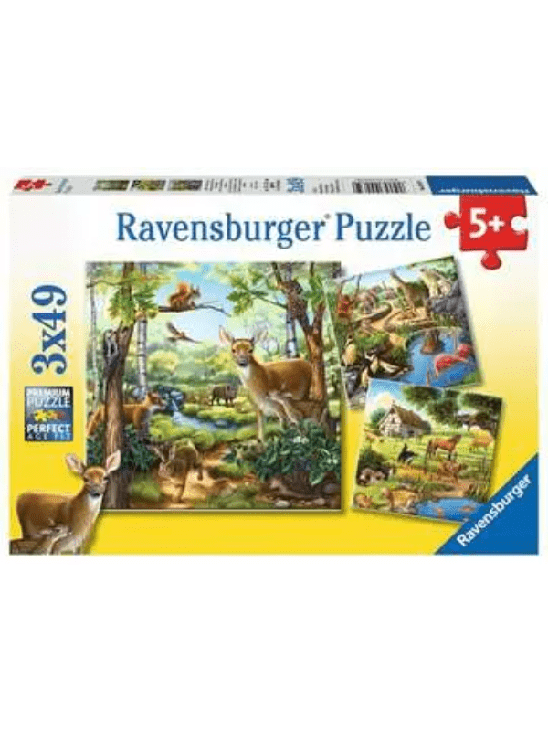 Puslespil Forest/Zoo/Dom.Animals 3x49 Brikker - Legekammeraten.dk
