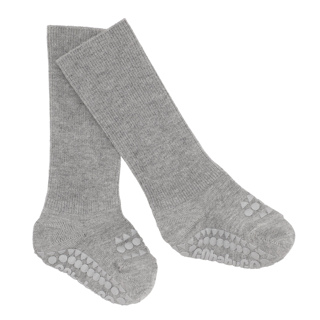 Skridsikre Strømper Bambus - Grey Melan - 6-12 Mdr.