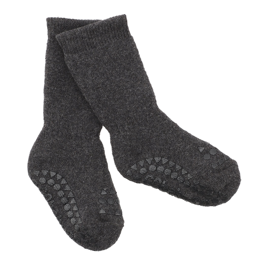 Skridsikre Strømper Tyk Bomuld - Dark Grey - 12-24 Mdr