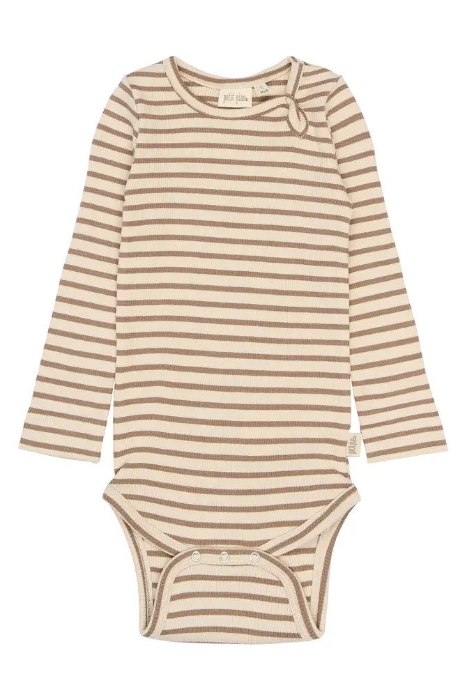 Sky Langærmet Body - Ginger Snap Striped - 92 CM
