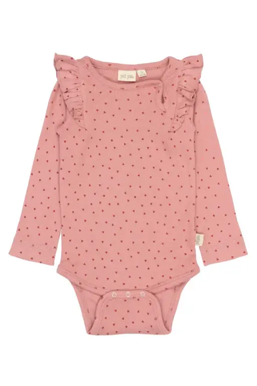 Sonja Langærmet Body - Dusty Rose Heart - 92 CM