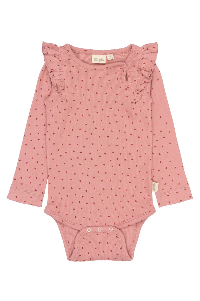 Sonja Langærmet Body - Dusty Rose Heart - 92 CM