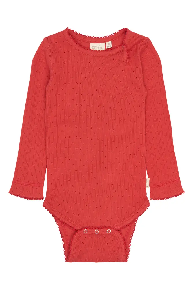Suze Langærmet Pointelle Body - Molten Lava - 68 CM