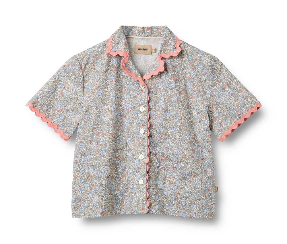 Vilma Lace T-Shirt - Air Blue Flowers - 122