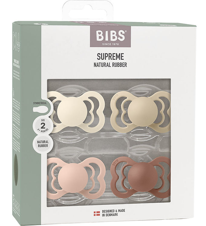 BIBS Supreme Sutter - Str. 2 - 4-pak - Symmetrisk - Blush/ Ivory BIBS Supreme Sutter - Str. 2 - 4-pak - Symmetrisk - Blush/ Ivory