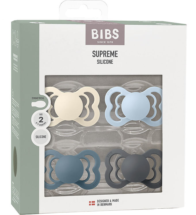 BIBS Supreme Sutter - Str. 2 - 4-pak - Symmetrisk - Ivory/Baby