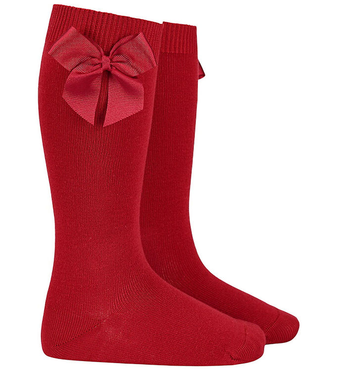 Condor Knæstrømper - Red Velve m. Sløjfe Condor Knæstrømper - Red Velve m. Sløjfe
